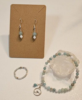 Amazonit / Achat Schmuck-Set 925 Silber
