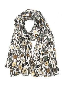Schal mit Blumenmuster, creme/beige