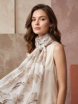 Schal mit Blumenmuster, taupe/beige