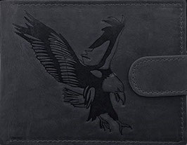 Geldbörse Adler, Leder schwarz