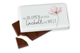 Schokolade "Wo Blumen blühen, lächelt die Welt"