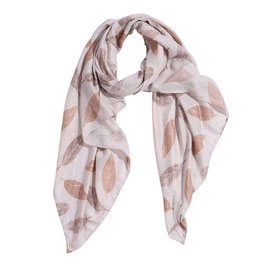 Andreani Schal mit Blattmotiv, beige/taupe
