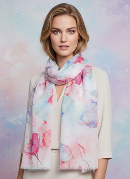 Schal mit floralem Muster, rosa/hellblau