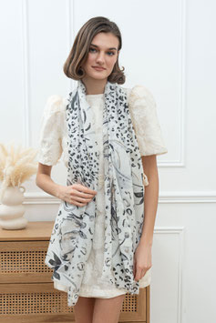 Schal mit floralem Muster, hellgrau/beige
