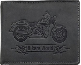 Geldbörse Motorrad, Leder schwarz