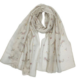 Schal mit Paisleymuster und Goldakzenten, helltaupe