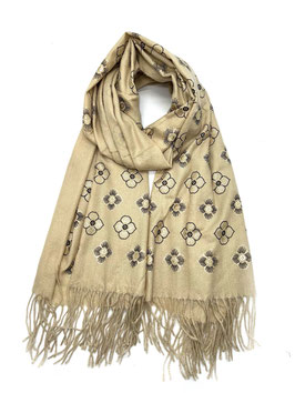 Schal mit Blumenmuster, beige