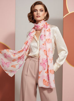Schal mit Schmetterlingsmuster, rosa/orange