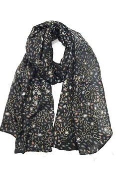 Schal mit Tropfenmuster, schwarz/grau/beige