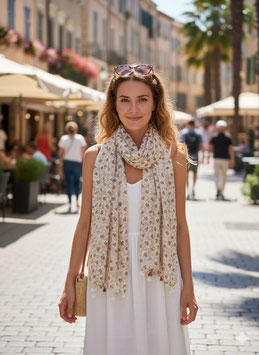 Schal mit floralem Muster, beige