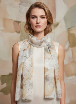 Schal mit Blumenmuster, taupe/hellgrau