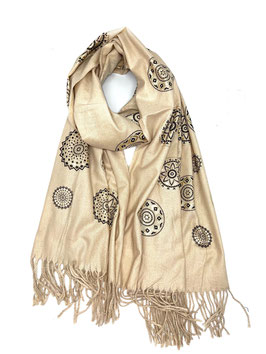 Schal mit Blumen-/Kreismuster, beige