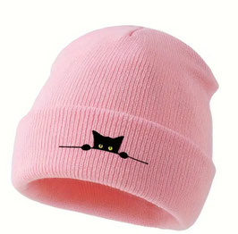 Uni Mütze - Black Cat - Rosa