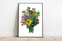 Poster - Illustration Blumenstrauß Sommer Frühlingsblumen