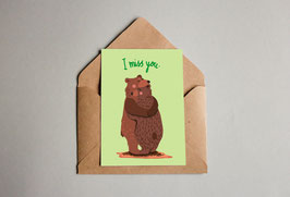 Postkarte - I miss you - Liebe - Bärenpaar