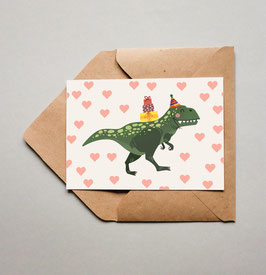 Postkarte - Happy Birthday - Dino - Tyrannosaurus rex