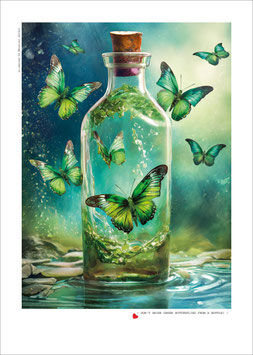 DON'T DRINK GREEN BUTTERFLIES FROM A BOTTLE  - Art Postcard A5 -  Bestellnummer PK 26/02
