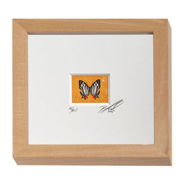 AD-0019 - Kunstdruck "Schmetterling" im Naturholzrahmen "Natur" 15 x 15 cm