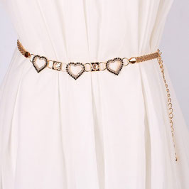 Hip Chain Rhinestone Hearts