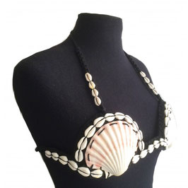 Bra Top with Cowrie Shells Black