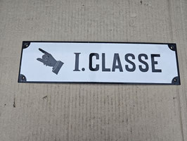 Emailleschild "I. Classe" mit Hand