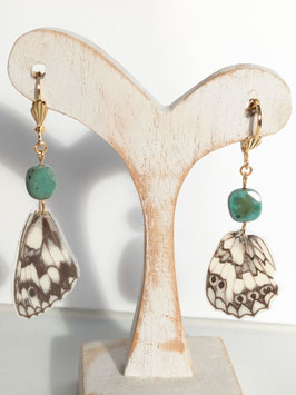 Boucle d'oreille - papillon pierre semi précieuse