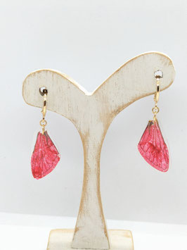Boucle d'oreille - petite aile de cigale vernie rouge vermillon