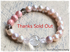 ★Bracelet ~Rhodochrosite（Inca Rose) / Smoky Quartz / Lemurian Seed Crystal / Water Pearl Pink / Rose Quartz