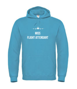 OPDRUK vliegtuig en tekst "Miss Flight Attendant"