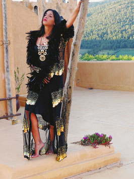 Feathered golden Kaftan