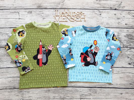 Langarmshirt Pauli der kleine Maulwurf ABC blau oder grün