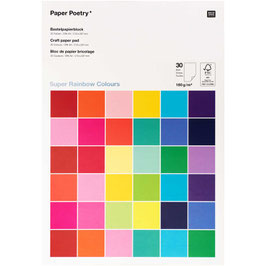 Paper Poetry Bastelblock Super Rainbow Colours A4 30 Blatt 180g/m²