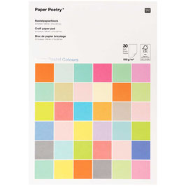 Paper Poetry Bastelblock Super Pastel Colours A4 30 Blatt  180g/m²