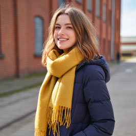 Echarpe Cachemire Jaune Moutarde