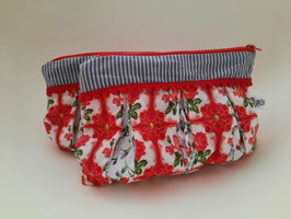 Kosmetiktasche mit Kellerfalten ROTE ROSE