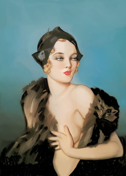 Ilustración Art Decó - "La dama del armiño" - Alberto Vargas