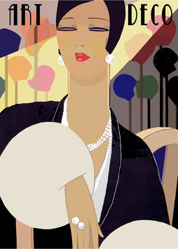 Ilustración Art Decó - En la tienda de sombreros