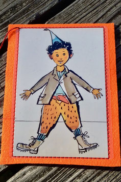 BABYKARTE mit Plastikfolie und auf Filz genäht - "SCHELLENURSLI"