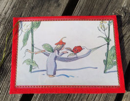 BABYKARTE mit Plastikfolie und auf Filz genäht - Im Blumenhimmel von Sophie Reinheim -          "Schlaf Kindlein schlaf"