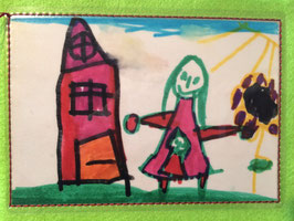 BABYKARTE mit Plastikfolie und auf Filz genäht - "Mein Zuhause"