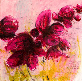 "Fantasieblüten in Mixed Media Technik"