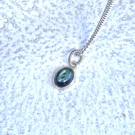 Kette Labradorit Cabochon in Silber oval