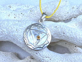 Solarplexus Anhänger Silber mit Citrin und Kette