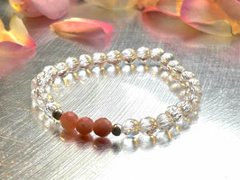 SELF LOVE Armband mit Bergkristall und rosa Opal