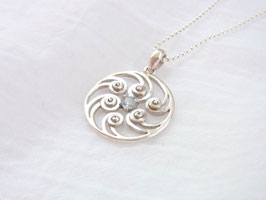 Kette Spirale mit blauen Topas Anhänger - Silber