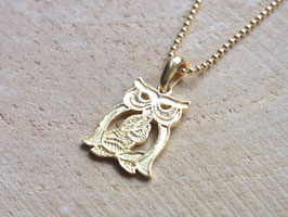 THE OWL Kette mit Eule Anhänger aus vergoldeten Silber