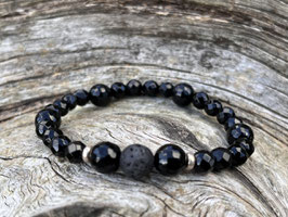 Armband KRAFT & SCHUTZ Onyx Lavastein Silber