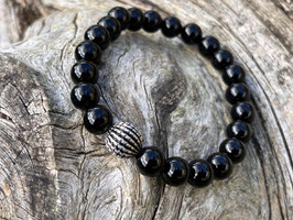 GROUNDING Armband mit schwarzen Onyx und Silberperle