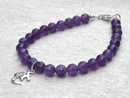 OM Armband mit violetten Amethyst und OM aus Silber