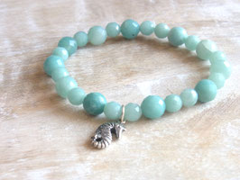 Armband Amazonit Seepferdchen Silber